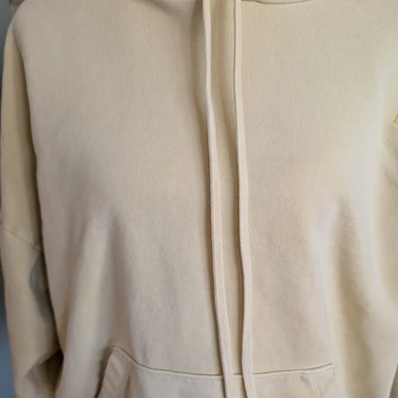 Levi's Yellow Distressed Cotton Hoodie Sweatshirt Sz L Athleisure Lounge Classic - Picture 4 of 13